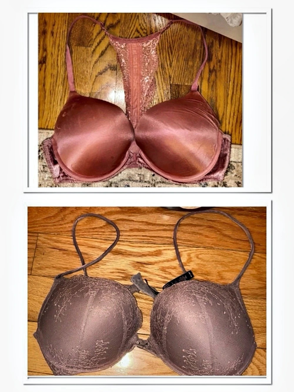 Victoria's Secret Lace & Satin Bombshell Bras, Mauve & Dusty Rose 36C